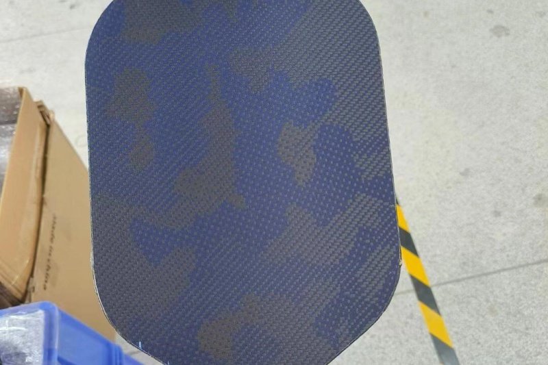 Blue Camo Paddle Surface Dark blue carbon fiber pickleball paddle with camouflage pattern