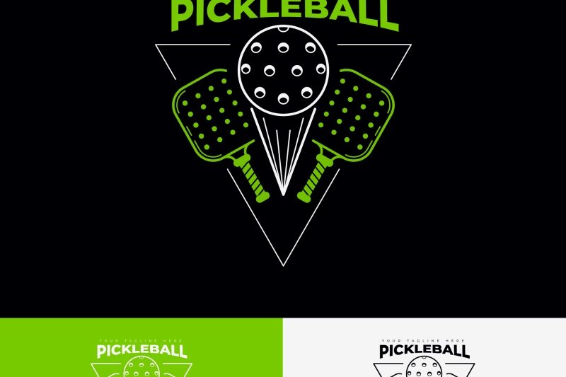 Pickleball logo design Pickleball logo with paddles and ball