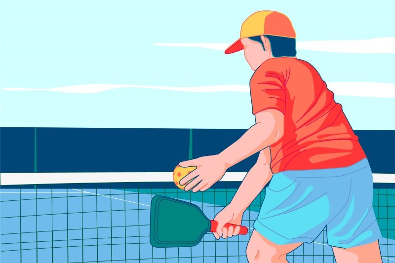 Pickleball player in action Illustration of person playing pickleball