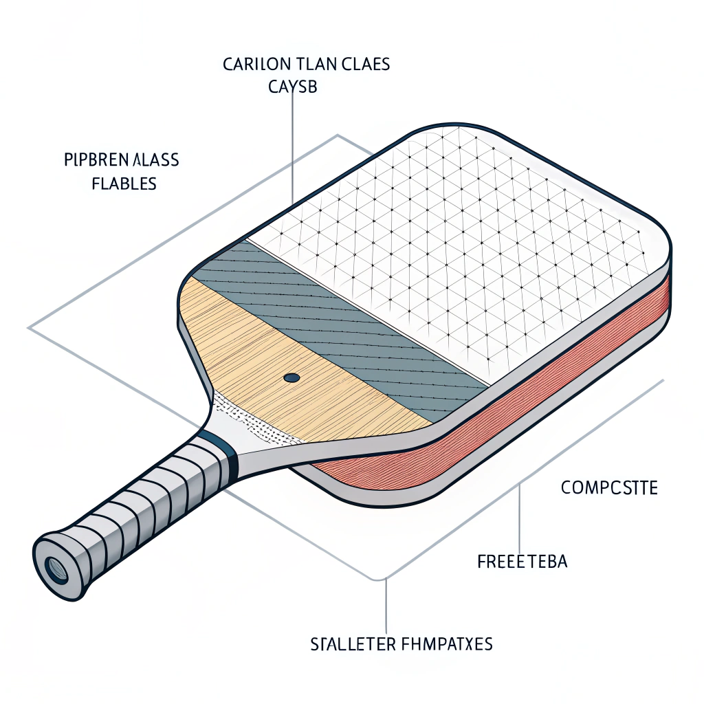 Minimalist illustration showing layered internal materials of a pickleball paddle