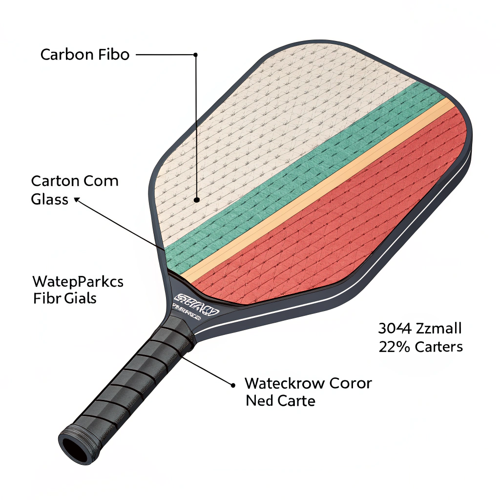 Minimalistic 2D illustration showing layered paddle materials and internal structure.