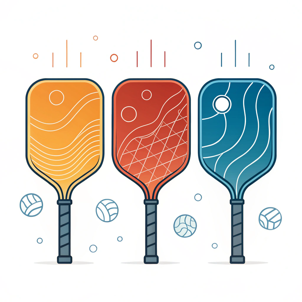 Minimalist 2D art showing three advanced pickleball paddle production methods