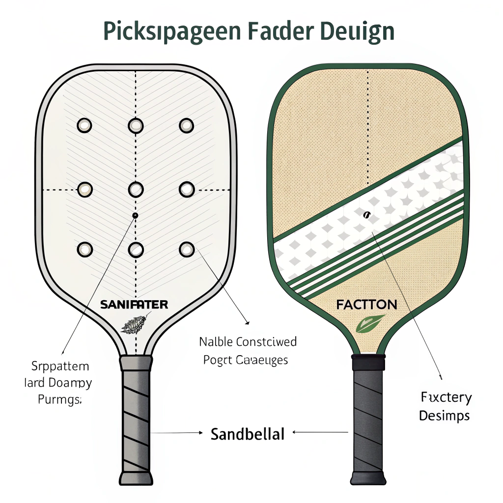 Minimalist 2D illustration comparing sandpaper and factory paddle surface modifications.