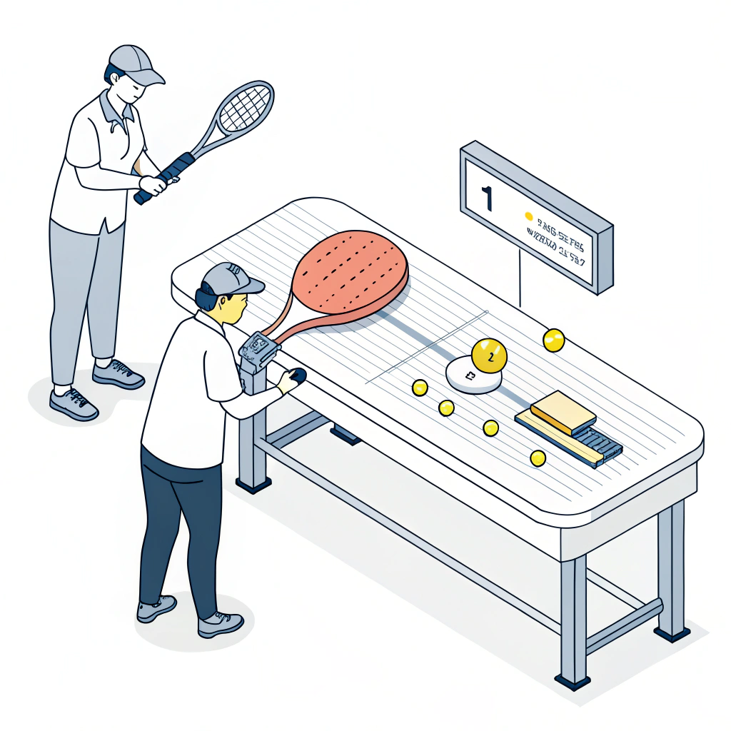Minimal 2D illustration showing quality inspection and custom design in paddle manufacturing