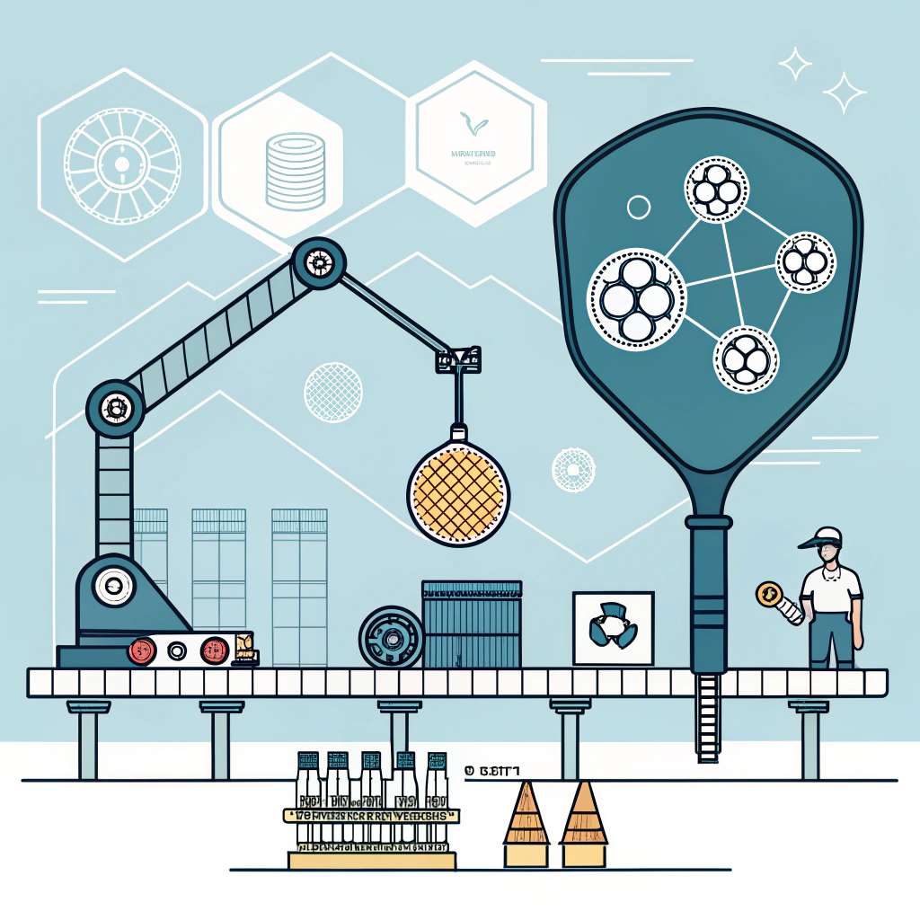 Minimalist 2D depiction of high-tech paddle production and quality innovation