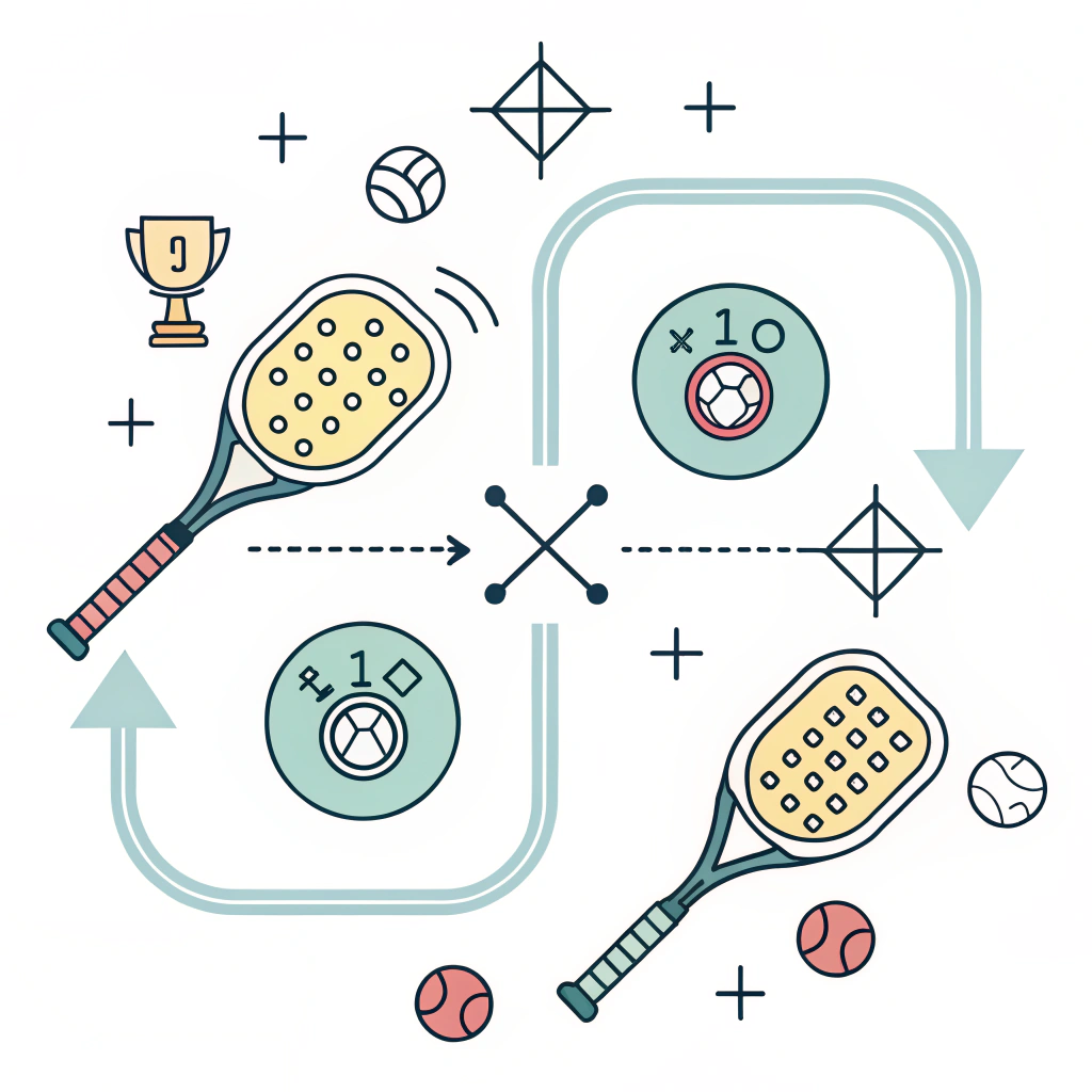Simple 2D illustration representing strategic improvement in pickleball paddle performance