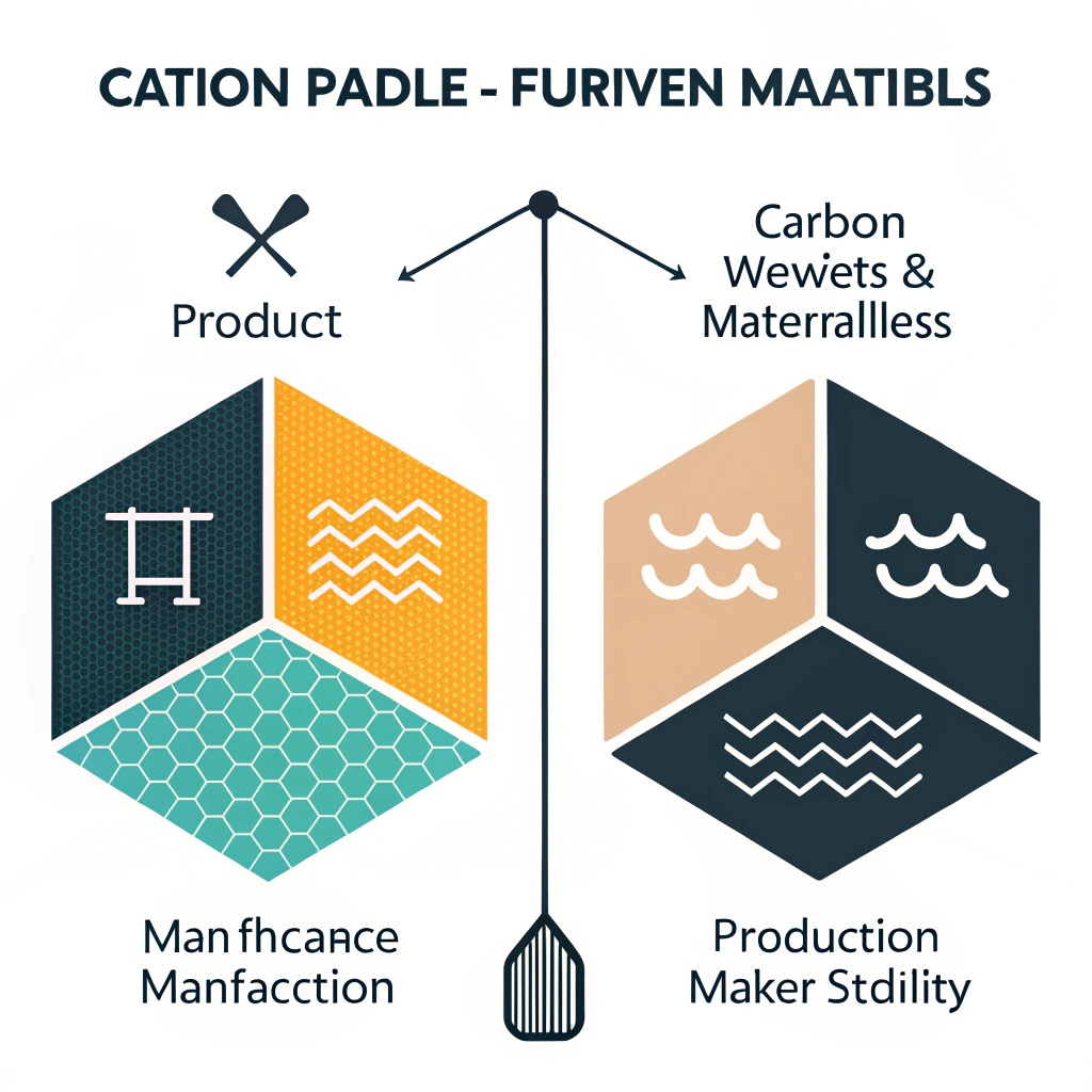 Abstract minimalist icons comparing paddle materials and production methods