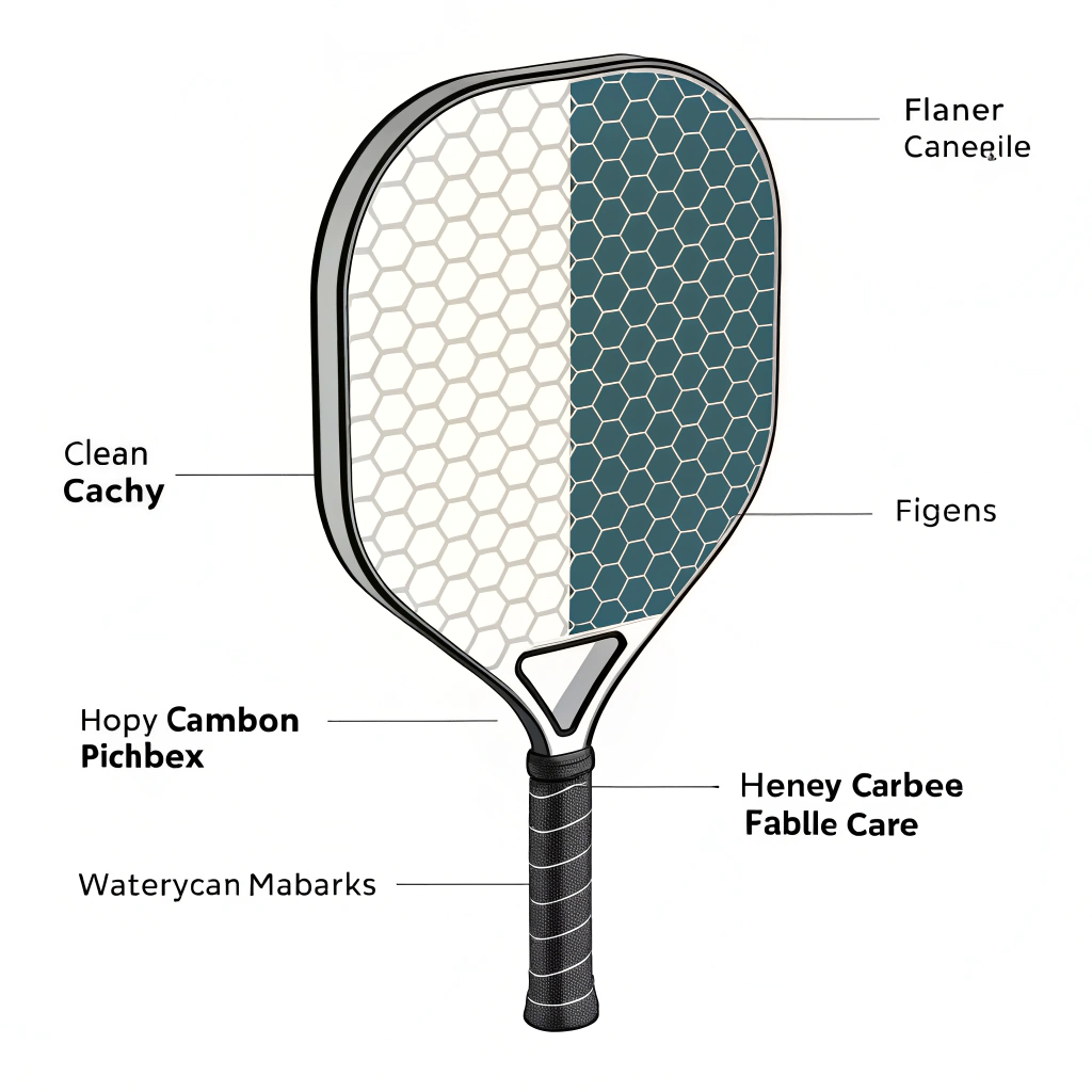 Minimalist cross-sectional illustration of composite paddle layers and core structure