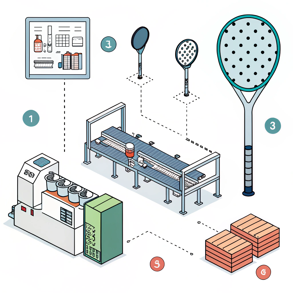 Minimalist flat illustration of advanced paddle manufacturing process