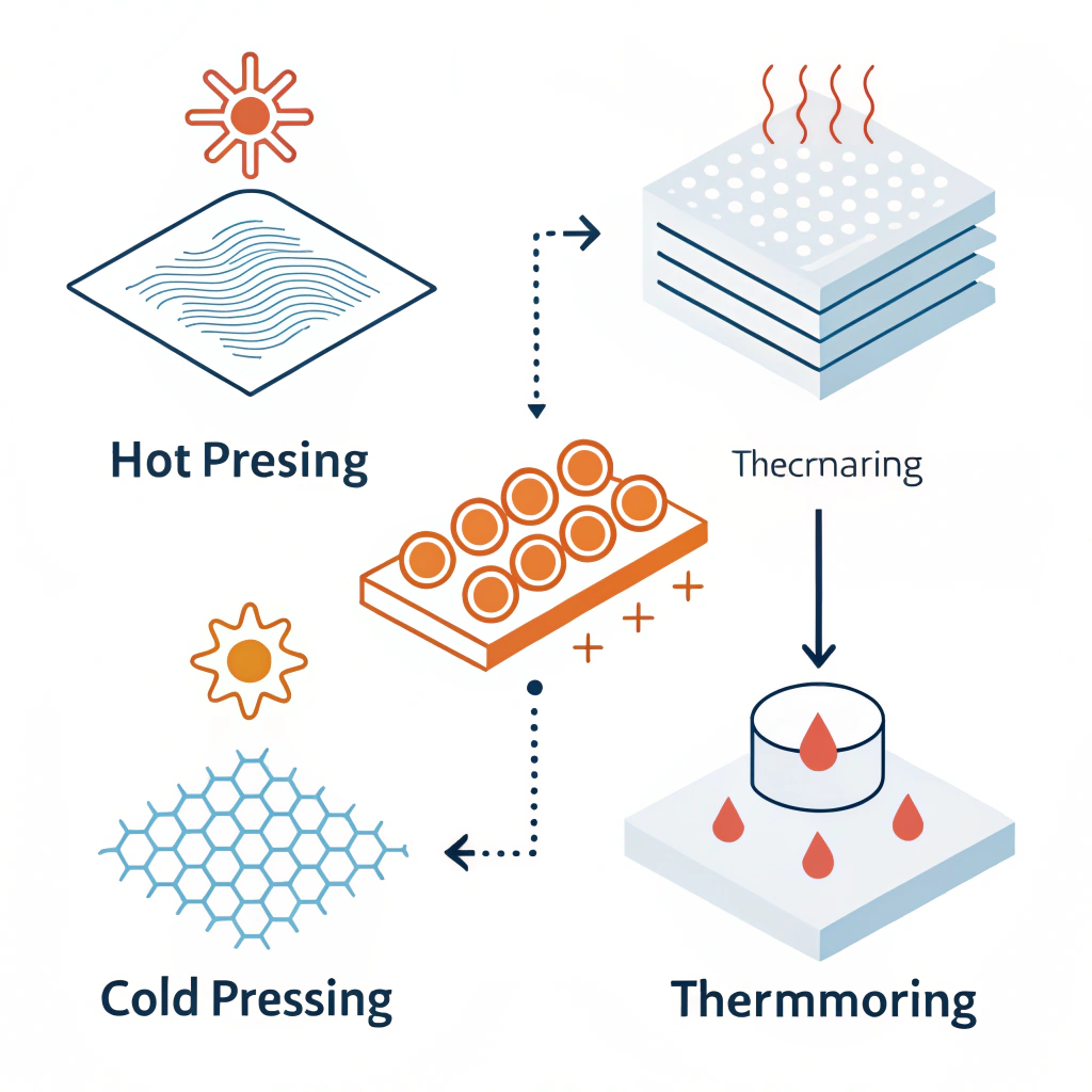 minimalist abstract illustration symbolizing production techniques for paddle manufacturing