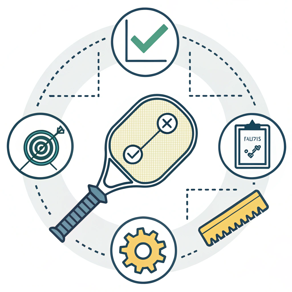 Minimalist flat illustration highlighting quality testing in paddle production