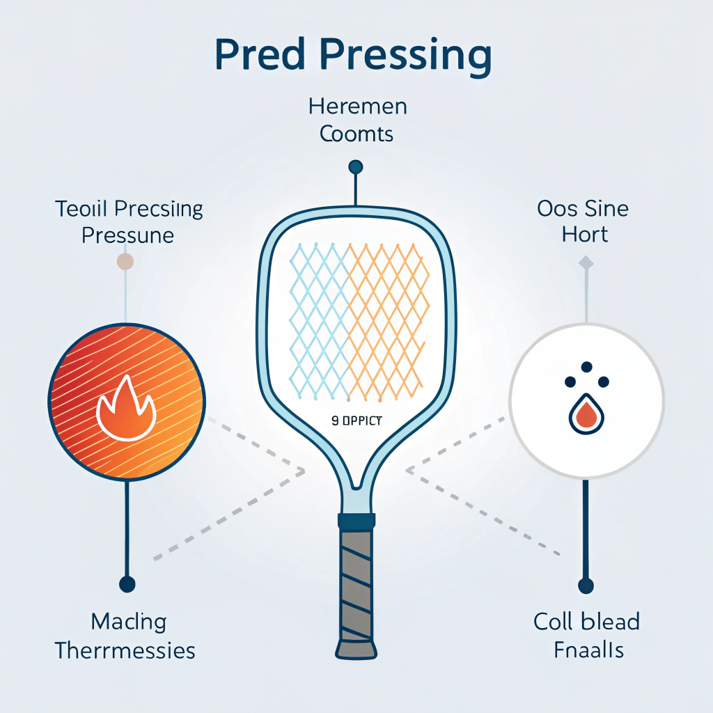 Minimalist illustration of three production methods for advanced pickleball paddles