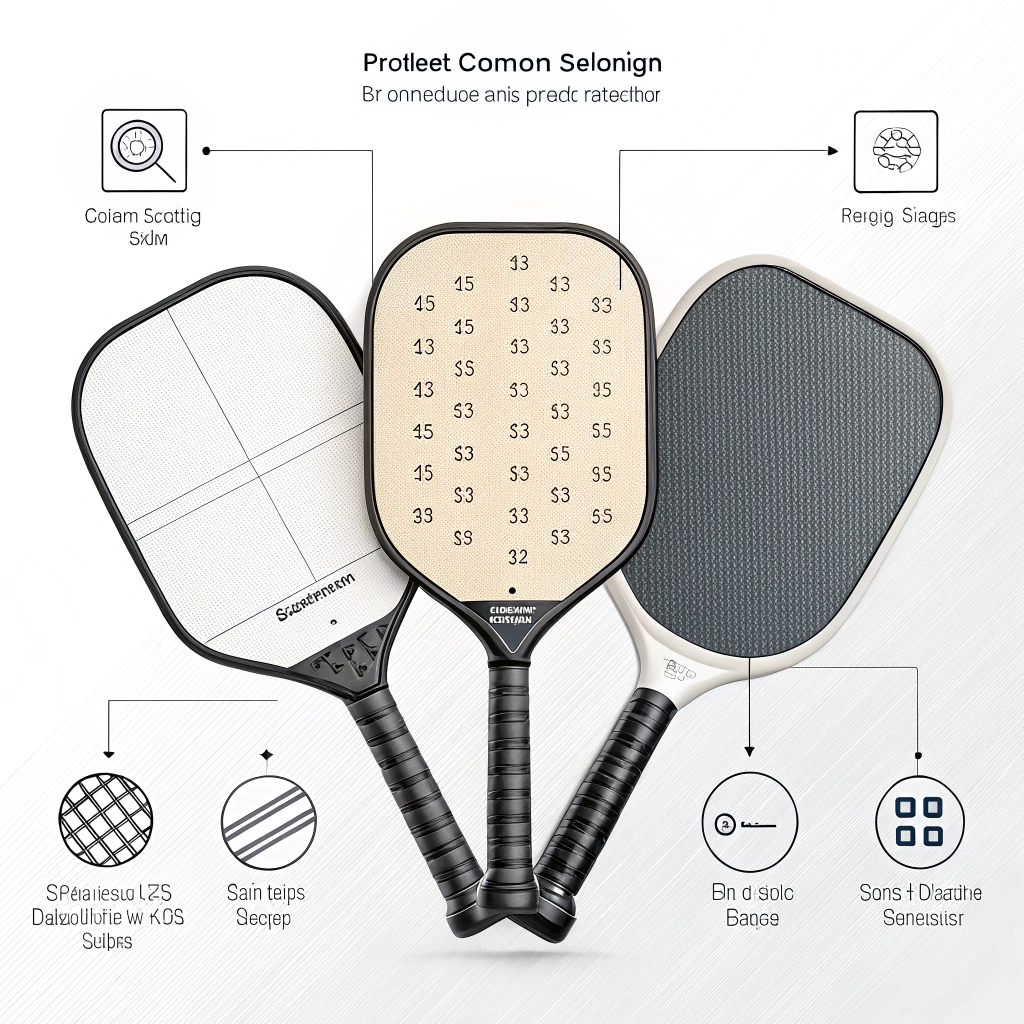 Simplified illustration of various pickleball paddles for procurement analysis