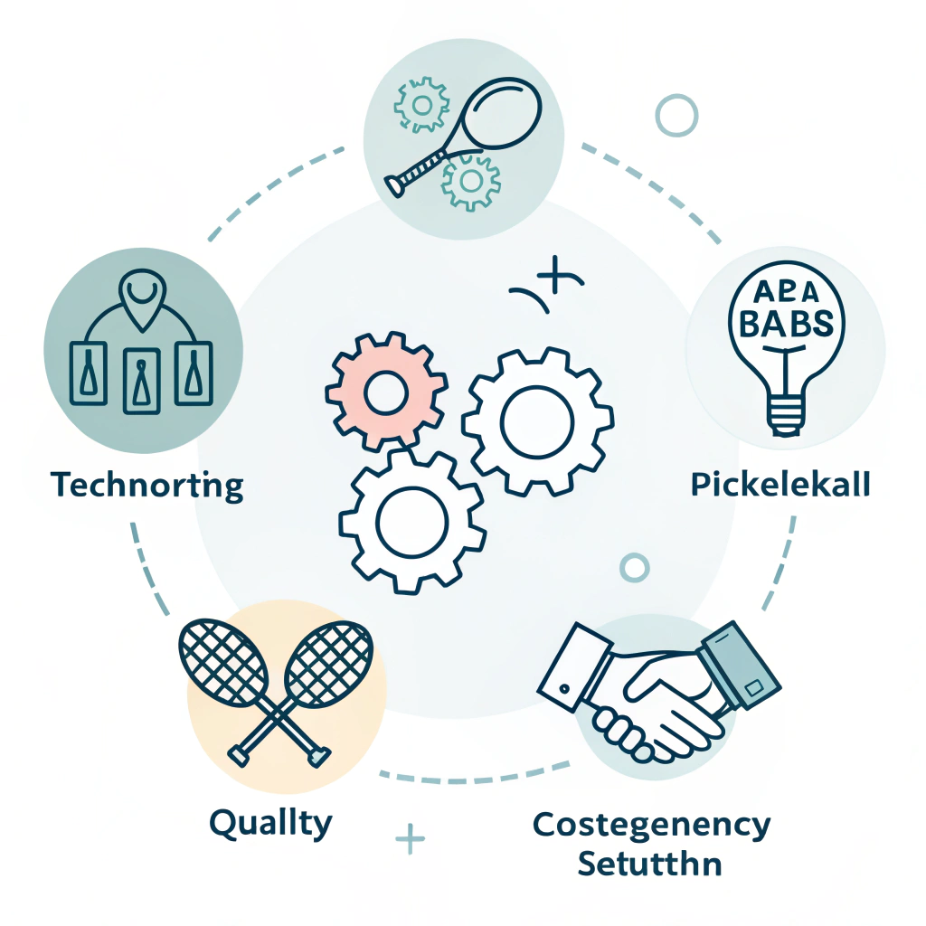 Clean minimalist illustration of partnership and decision-making in paddle sourcing