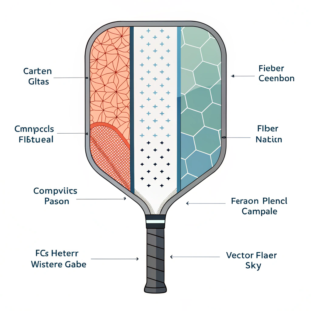 Minimal 2D cross-sectional view of a pickleball paddle materials