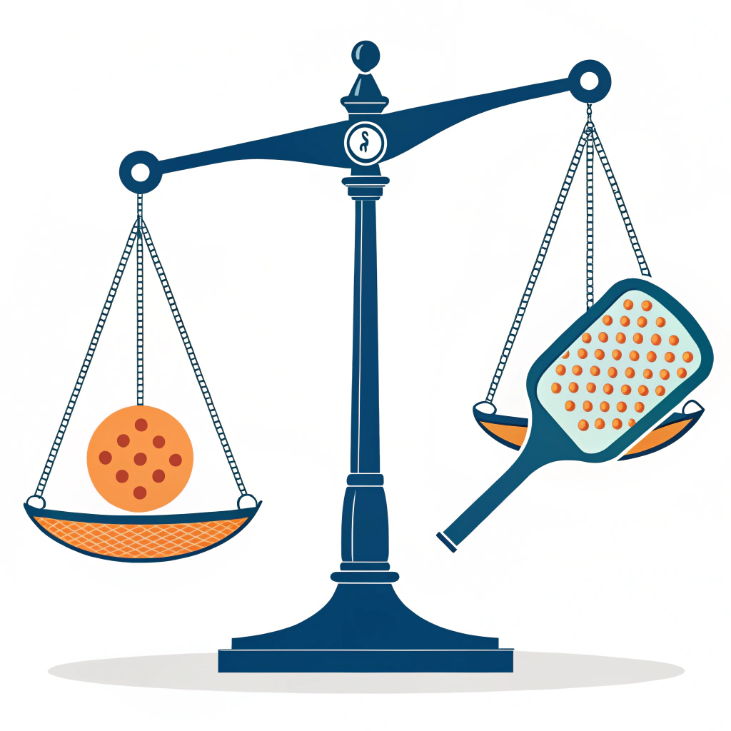 minimalist vector illustration of balanced strategy for paddle production decisions