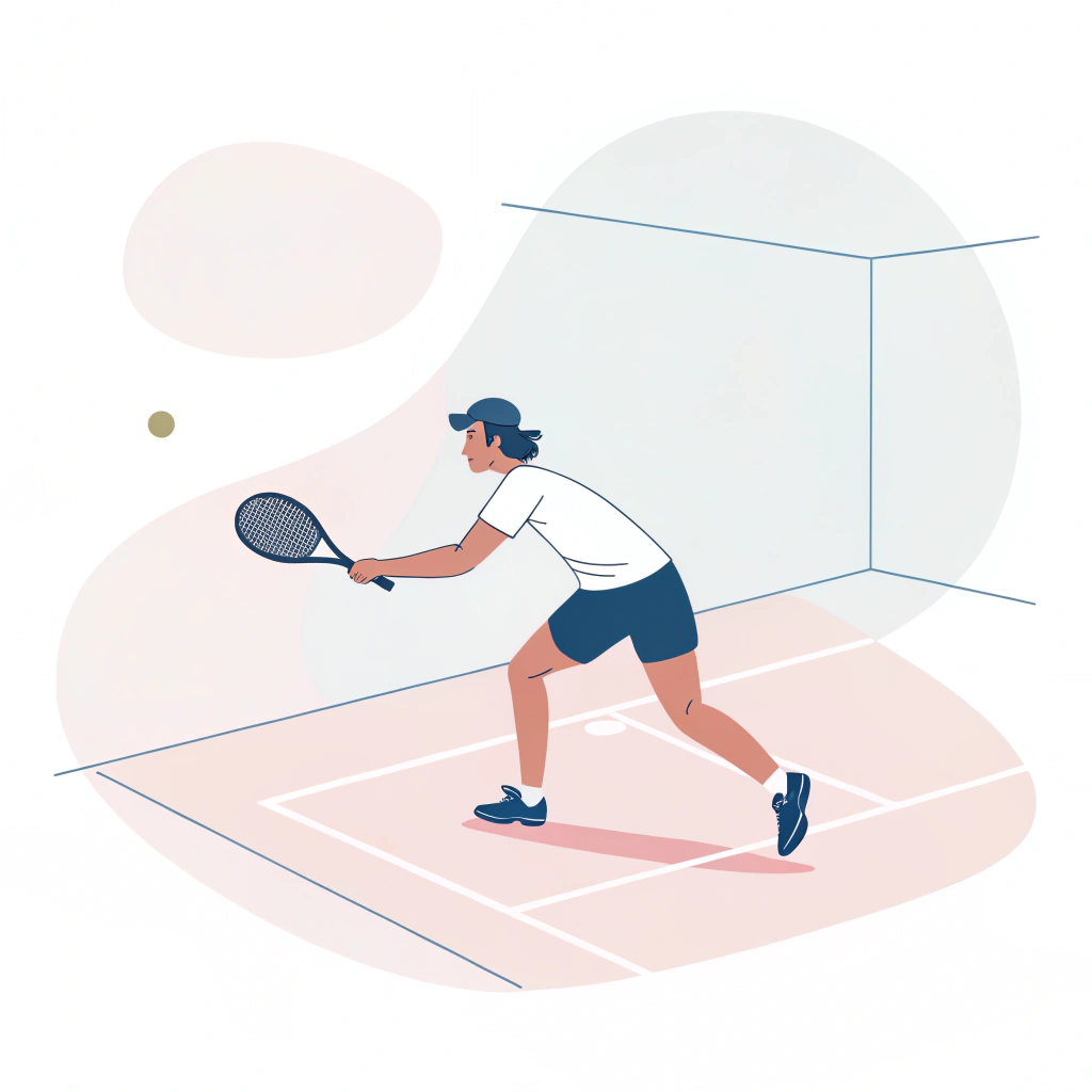 Minimalist illustration of a pickleball player returning a hard serve with balanced footwork