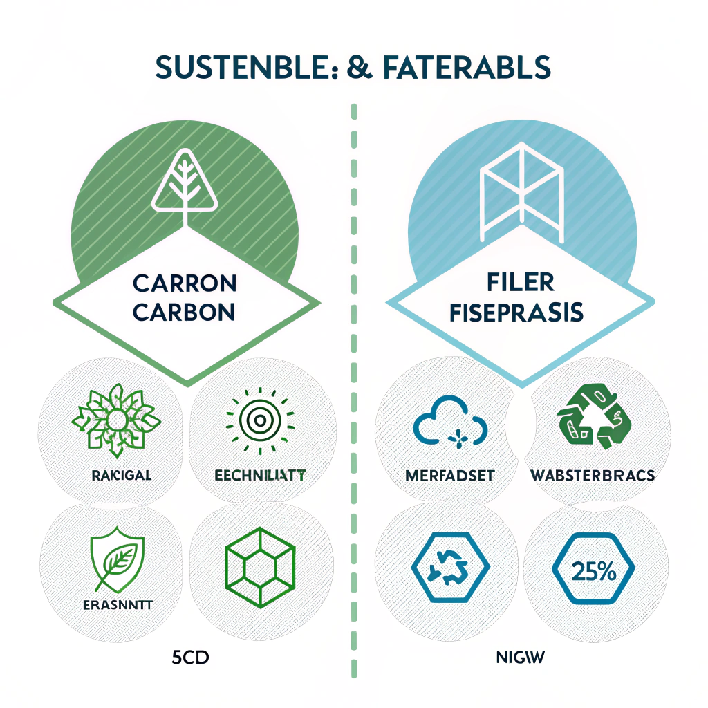 Minimal infographic illustration comparing sustainable materials abstractly