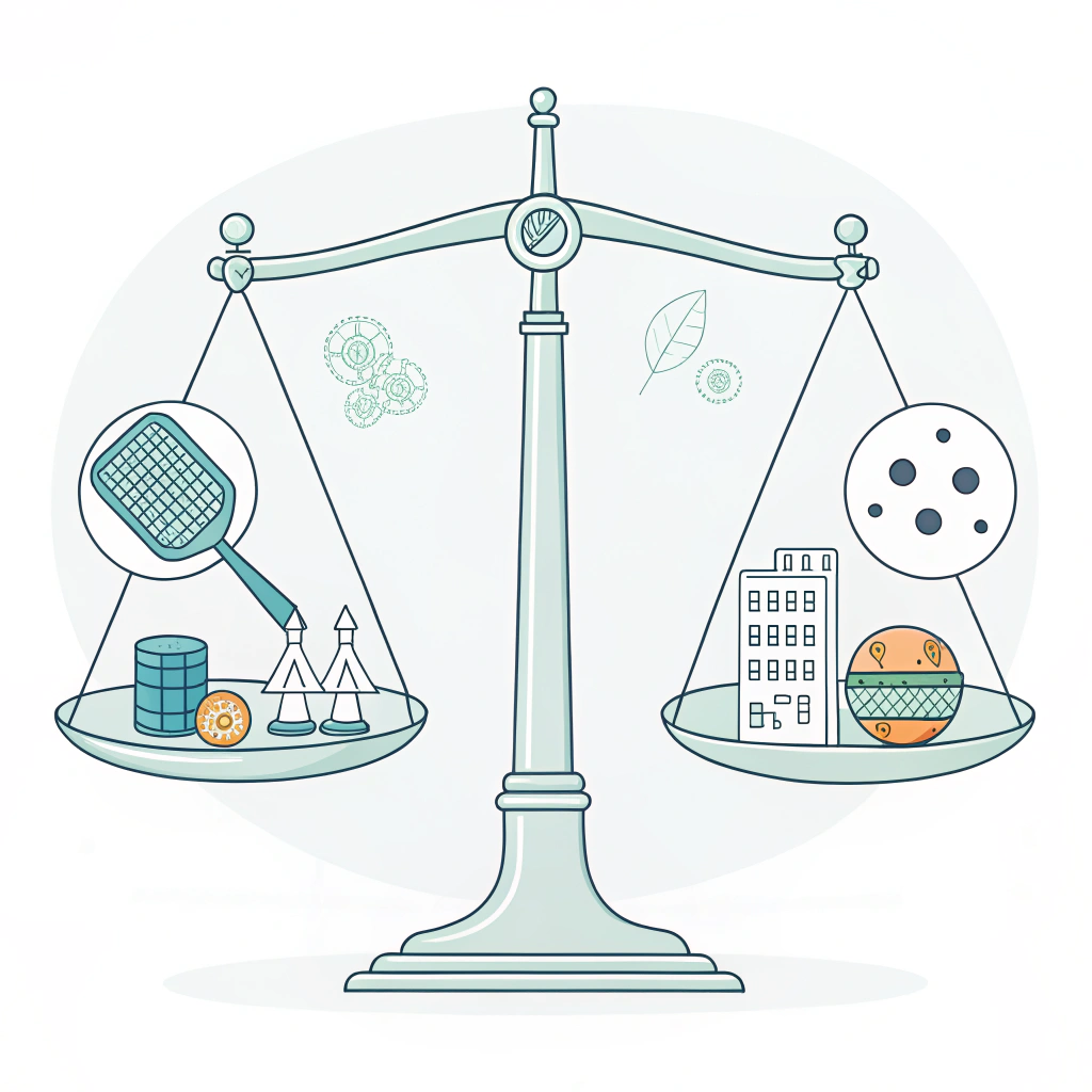 Minimalist 2D illustration showing balance between production techniques and paddle material performance