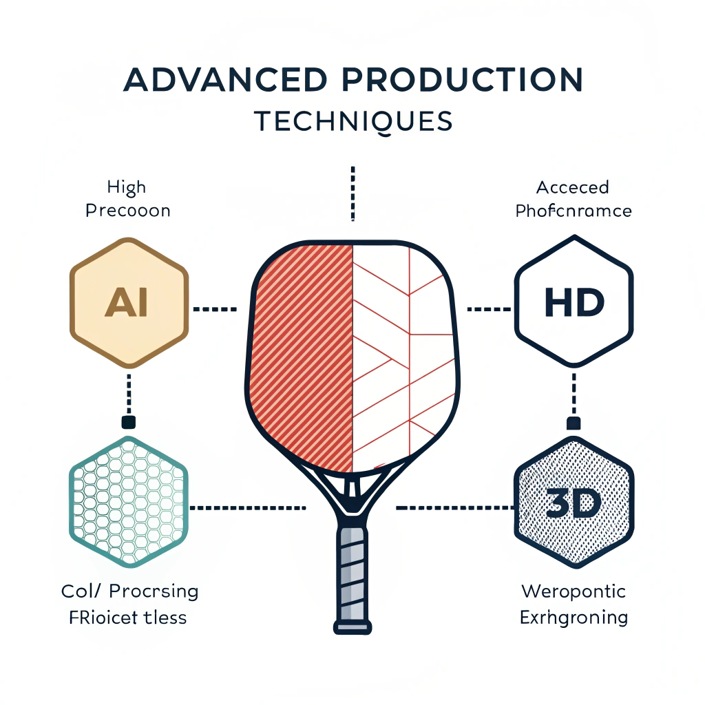 Minimalist 2D art showing abstract production techniques in paddle manufacturing.