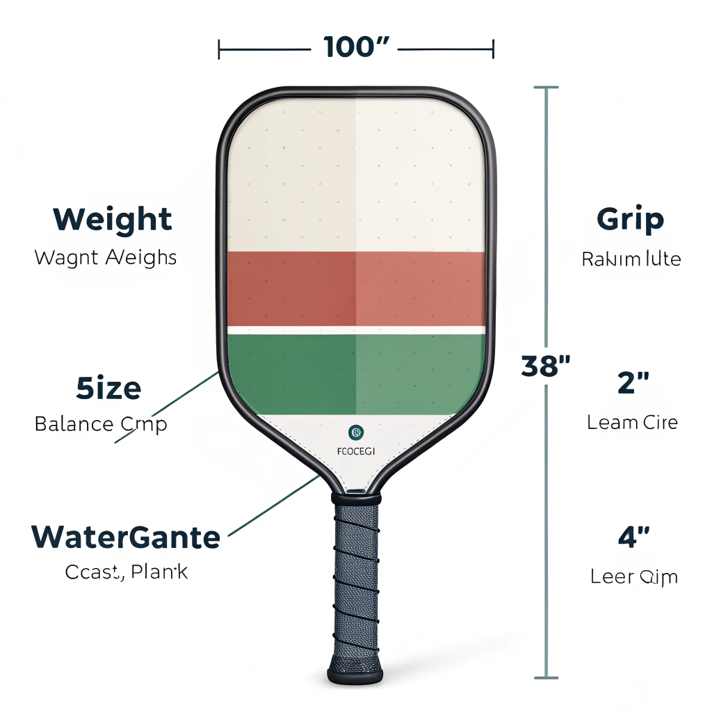 Minimalist illustration showcasing a modular, customizable pickleball paddle design