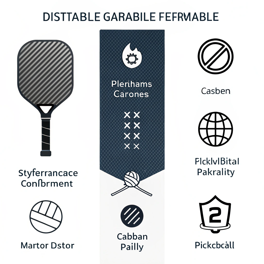 Minimalist illustration contrasting carbon fiber and graphite properties for pickleball paddles