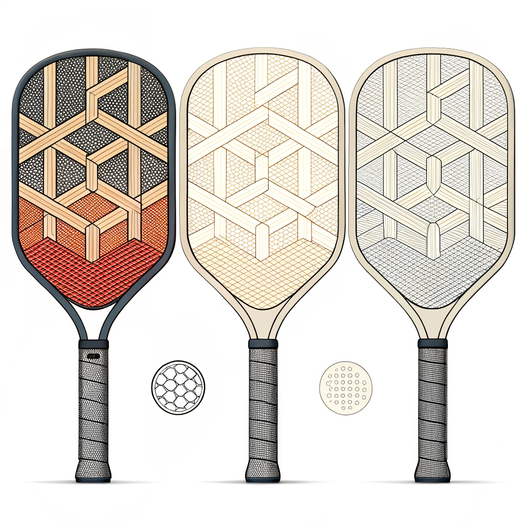 minimalist 2D illustration of interwoven carbon fiber patterns for paddle manufacturing
