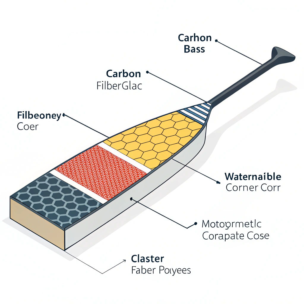 Flat design cross-section showing distinct layers of paddle materials