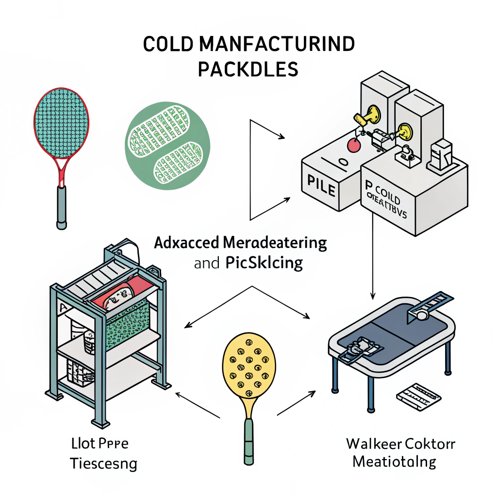 Minimal illustration of high-tech manufacturing processes for pickleball paddles