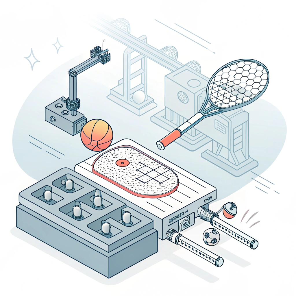 Minimalist 2D illustration showing a thermoforming paddle production process in a sleek modern design.