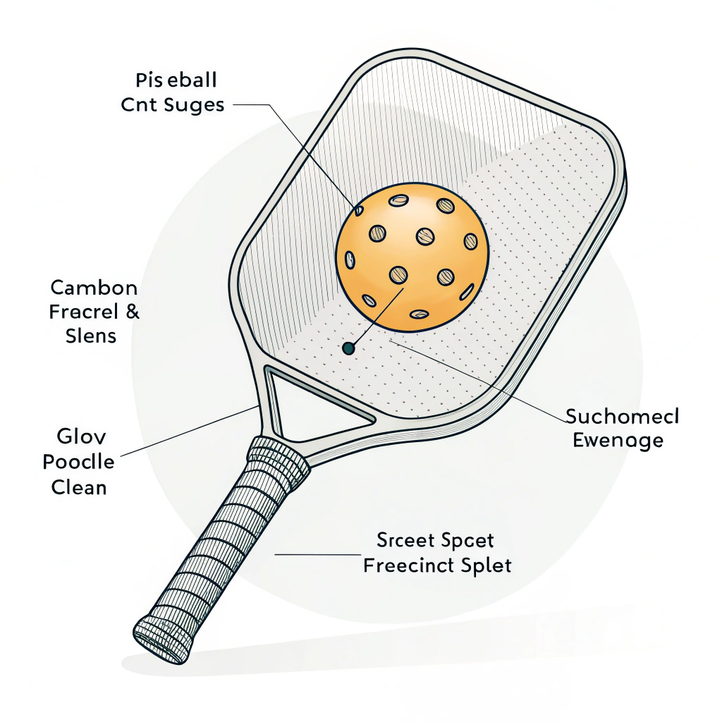 Minimalist illustration of a paddle with a highlighted sweet spot and layered material design