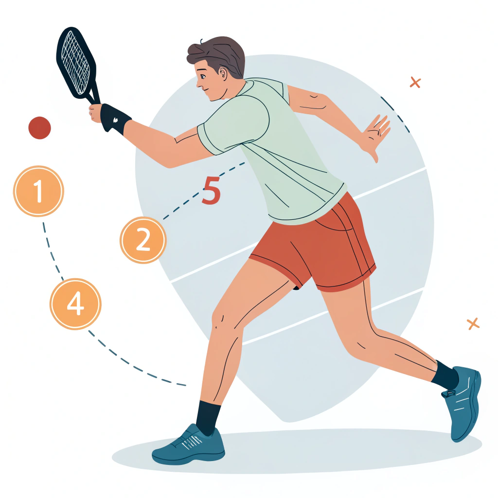 Minimal illustration of a pickleball player showcasing strength and coordination
