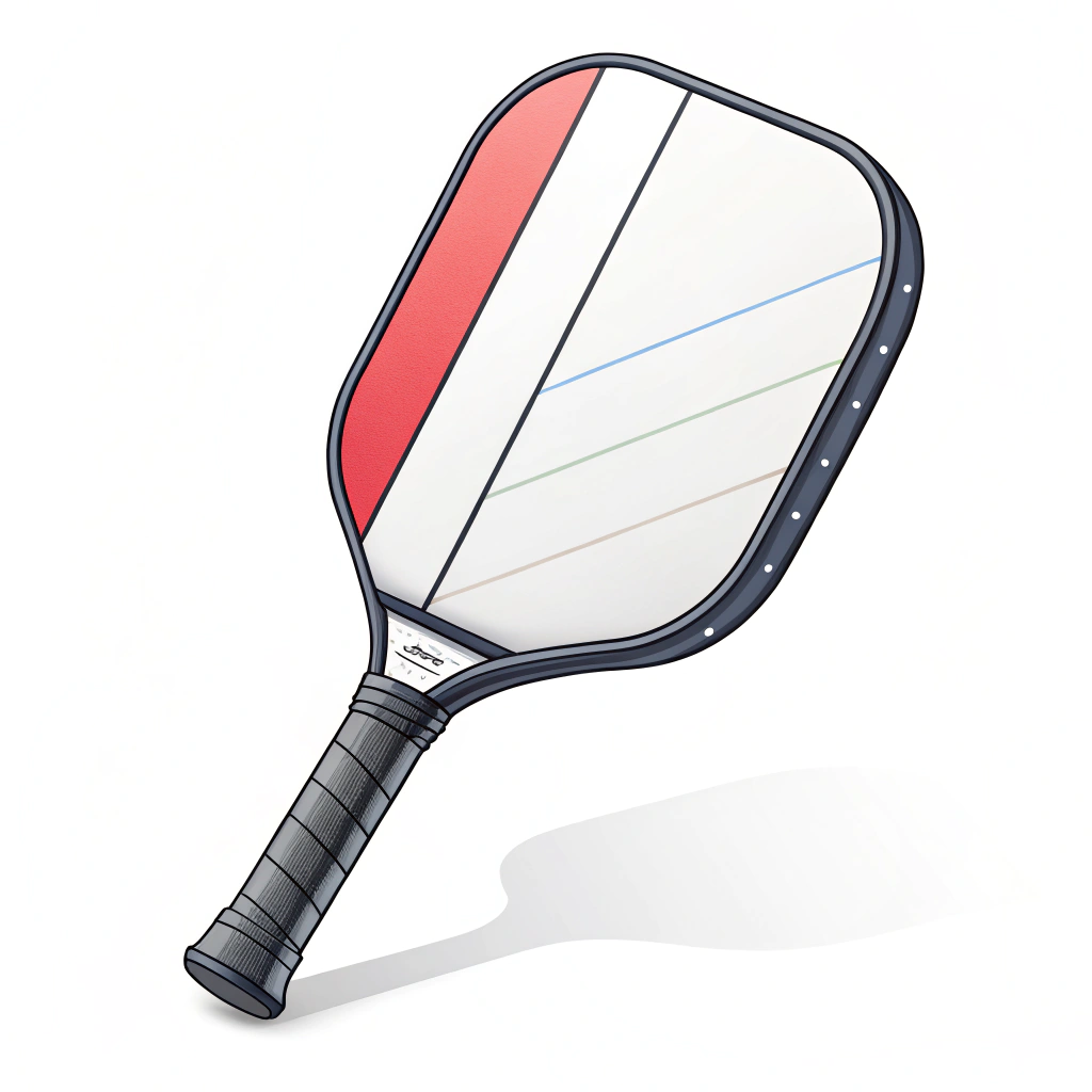 Minimalistic 2D illustration of a pickleball paddle with sublimation coating