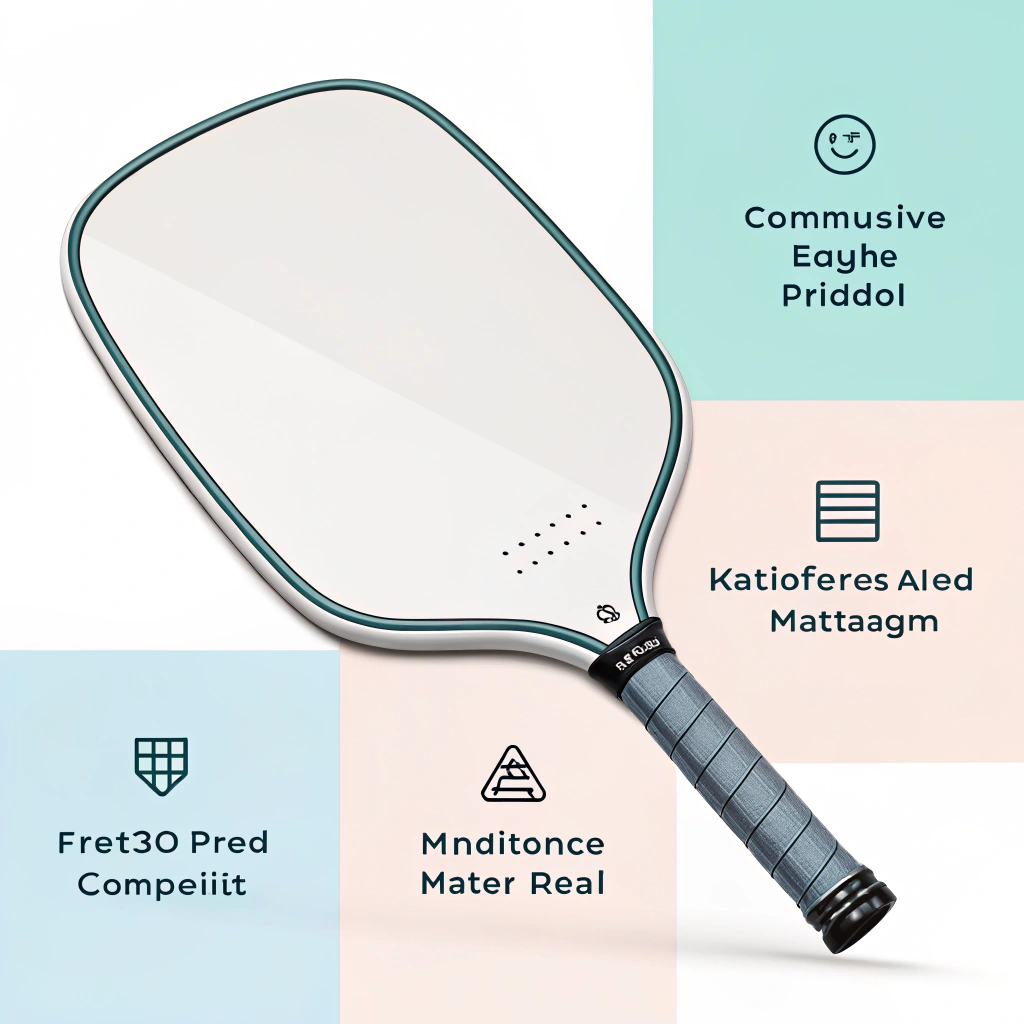 Minimalistic 2D illustration of a sleek edgeless pickleball paddle design