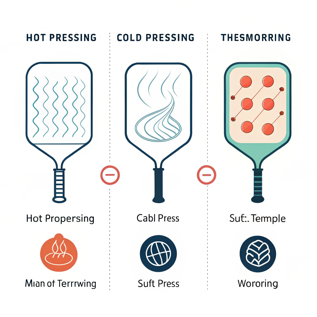 Minimal 2D diagram showing three production processes for paddles