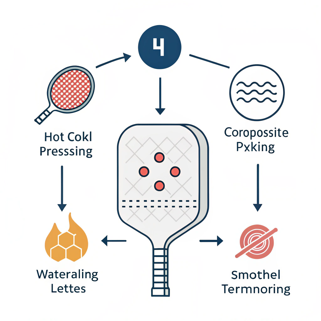 Minimalist abstract illustration of composite paddle manufacturing techniques