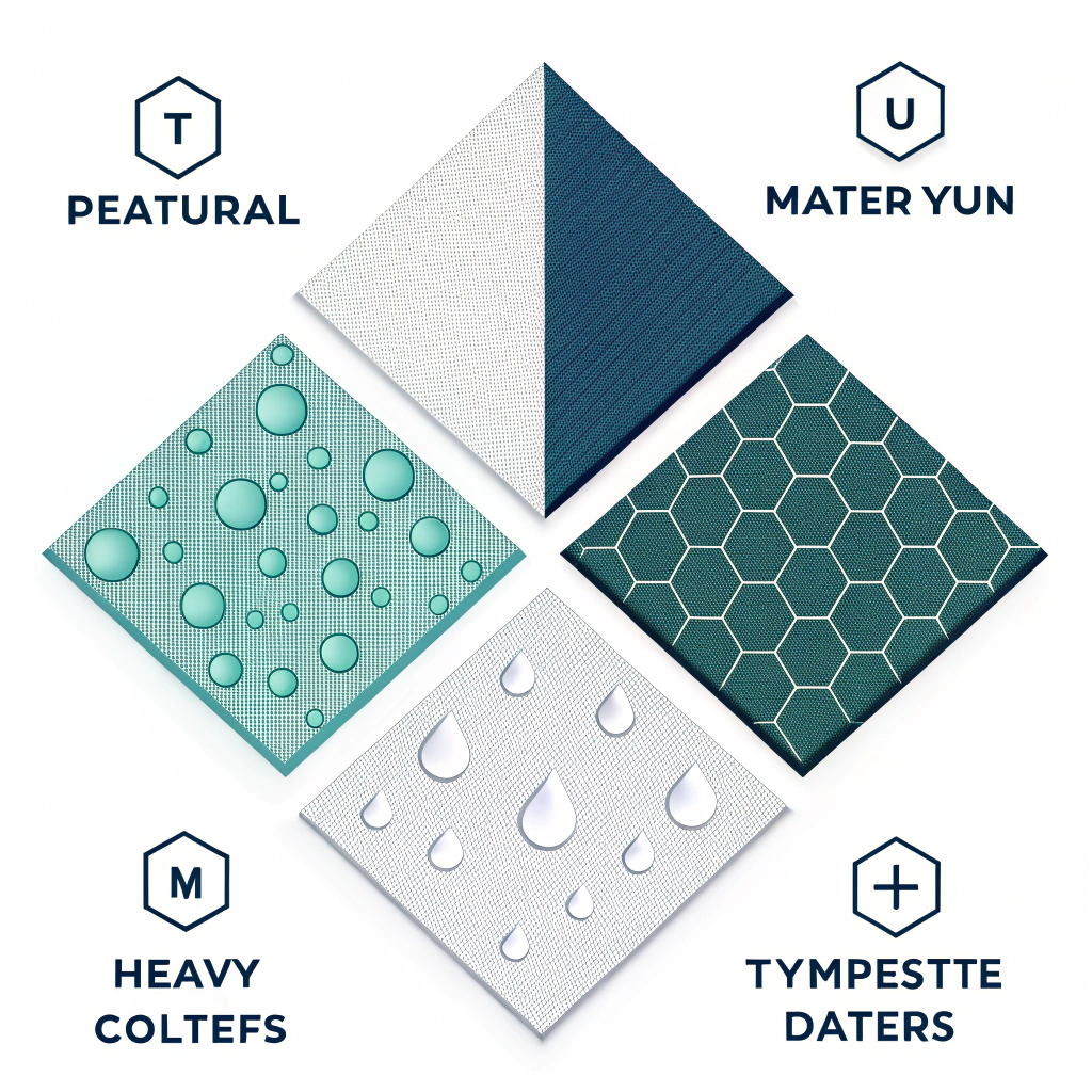 Simplified illustration of four material textures for pickleball bag design in flat 2D style