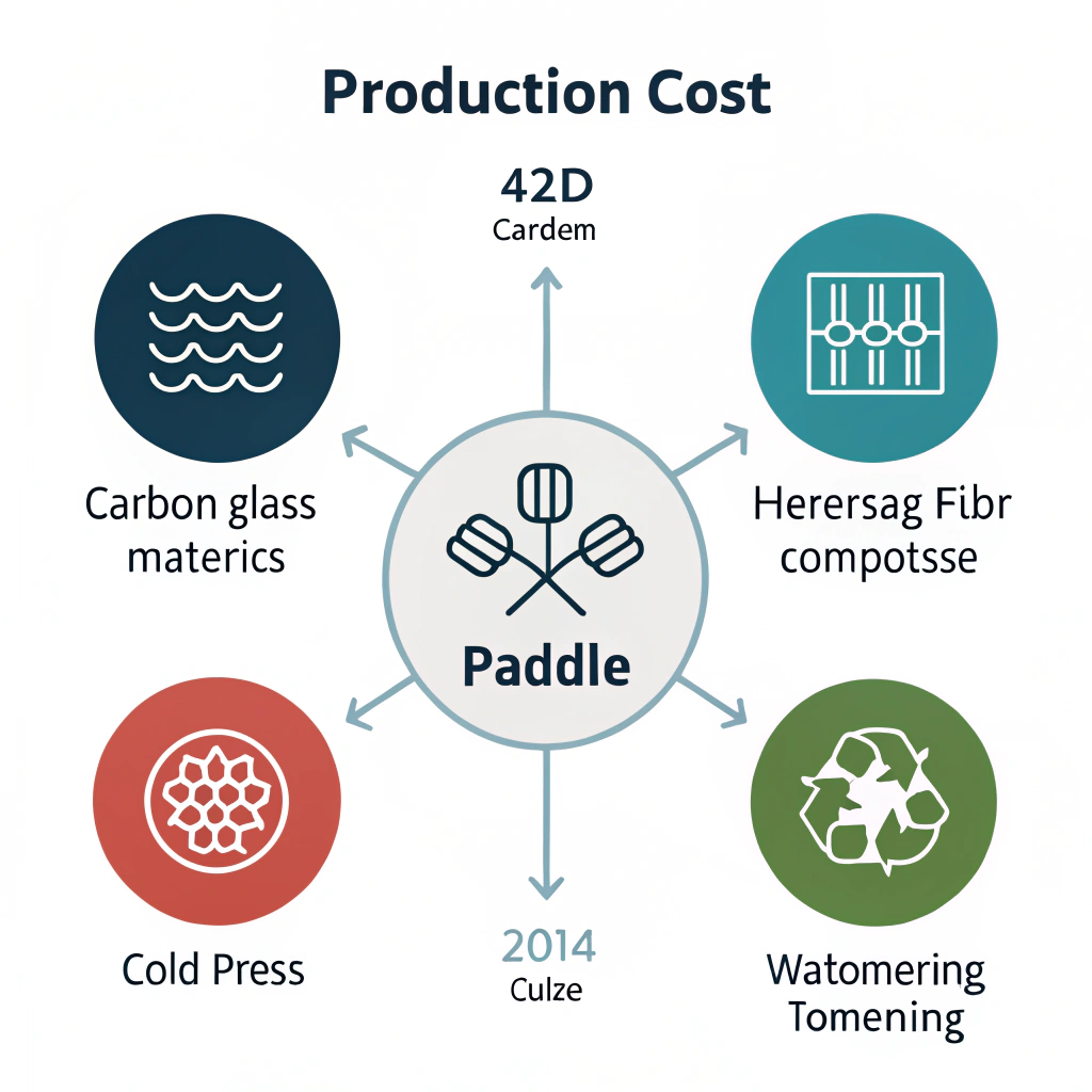 Minimalist 2D infographic of paddle production elements with material and process icons