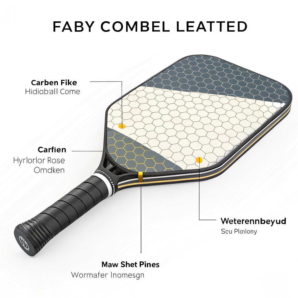 minimalist cross-section of a pickleball paddle displaying advanced materials and production techniques