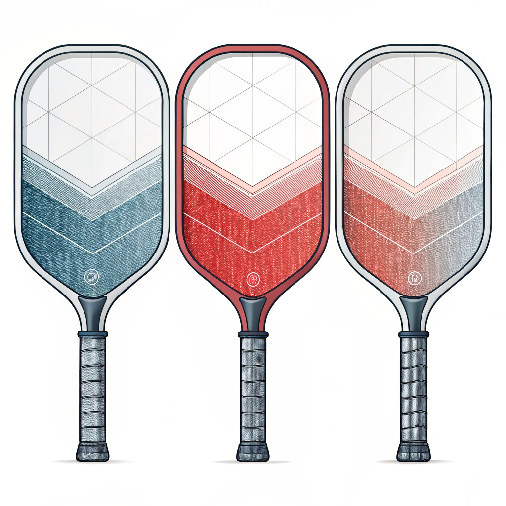 Minimalistic illustration of futuristic pickleball paddles designed with advanced materials and precision engineering.