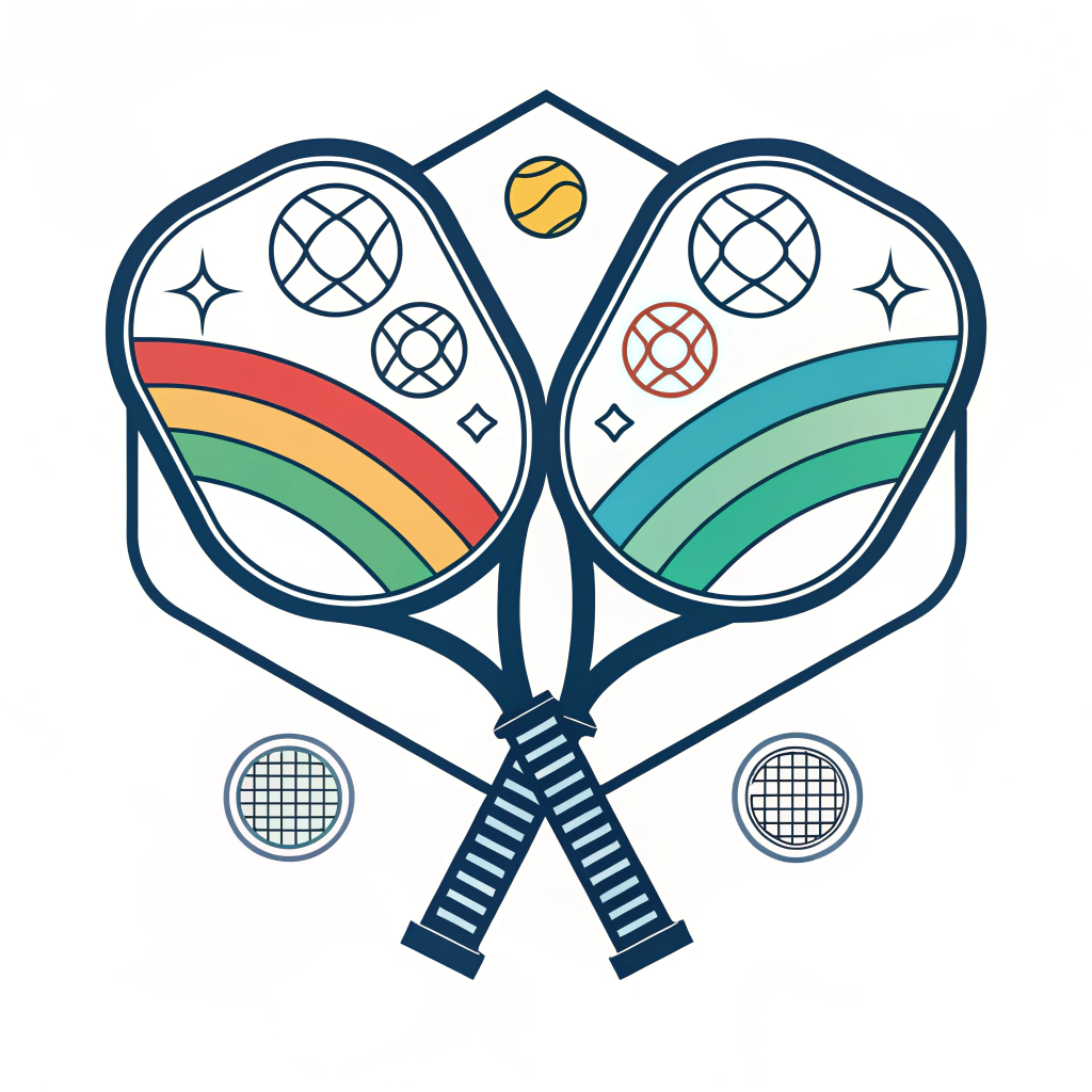 Minimalist illustration combining technical design elements and market appeal for a pickleball paddle