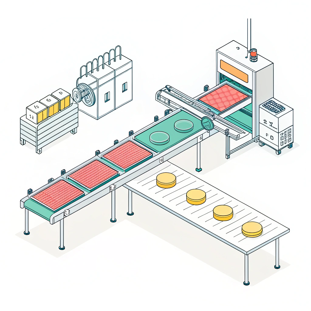 Minimalistic 2D illustration showing abstract manufacturing processes for advanced pickleball paddle production.