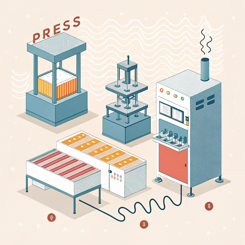 Simple 2D illustration showing abstract machinery for production processes