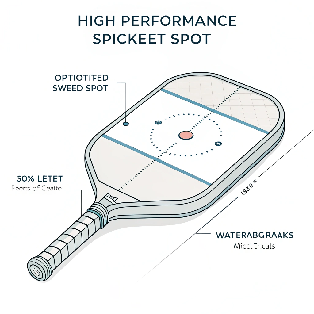2D minimalist illustration of a high-performance pickleball paddle with layered design details