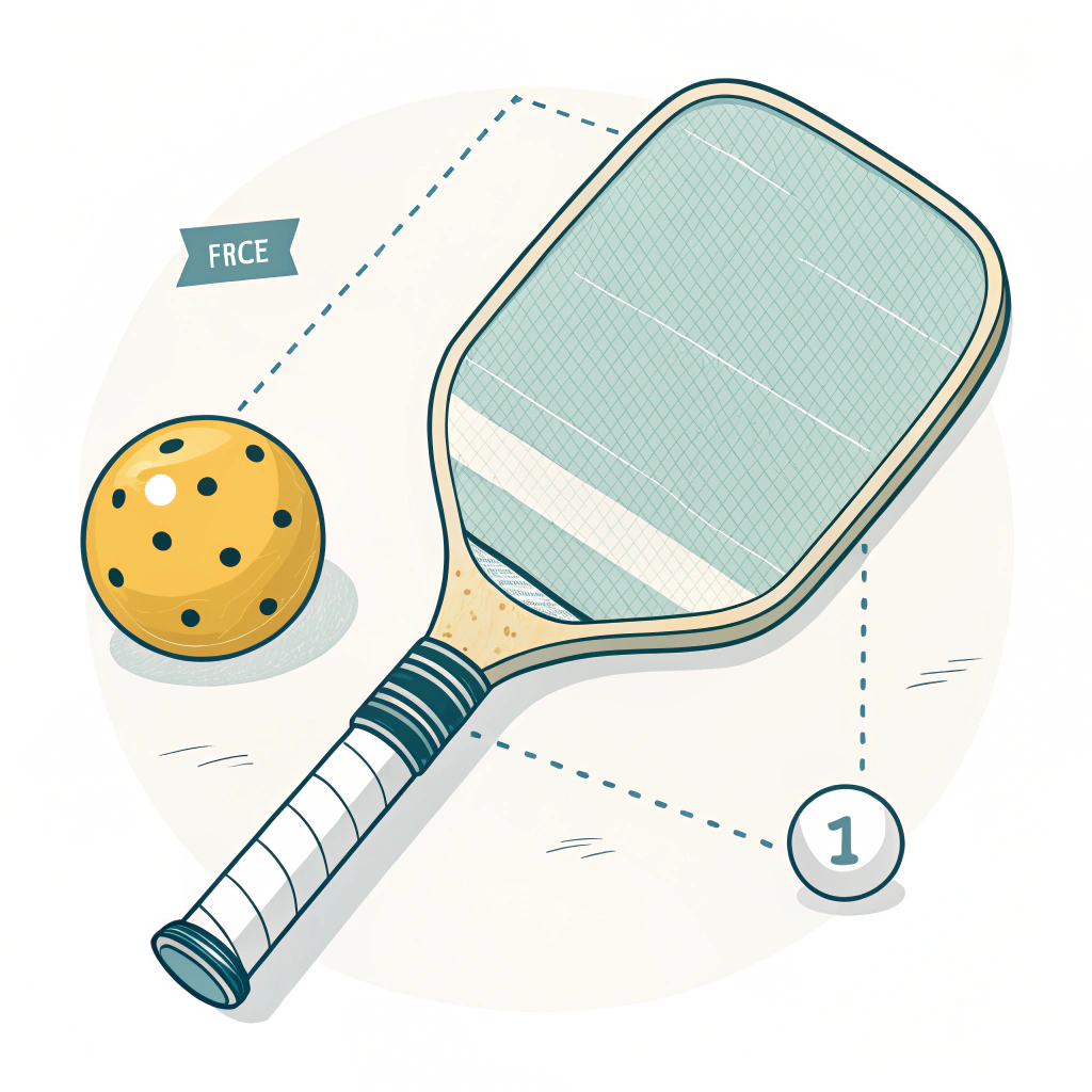 2D illustration of an edgeless pickleball paddle with tape protection on its continuous surface