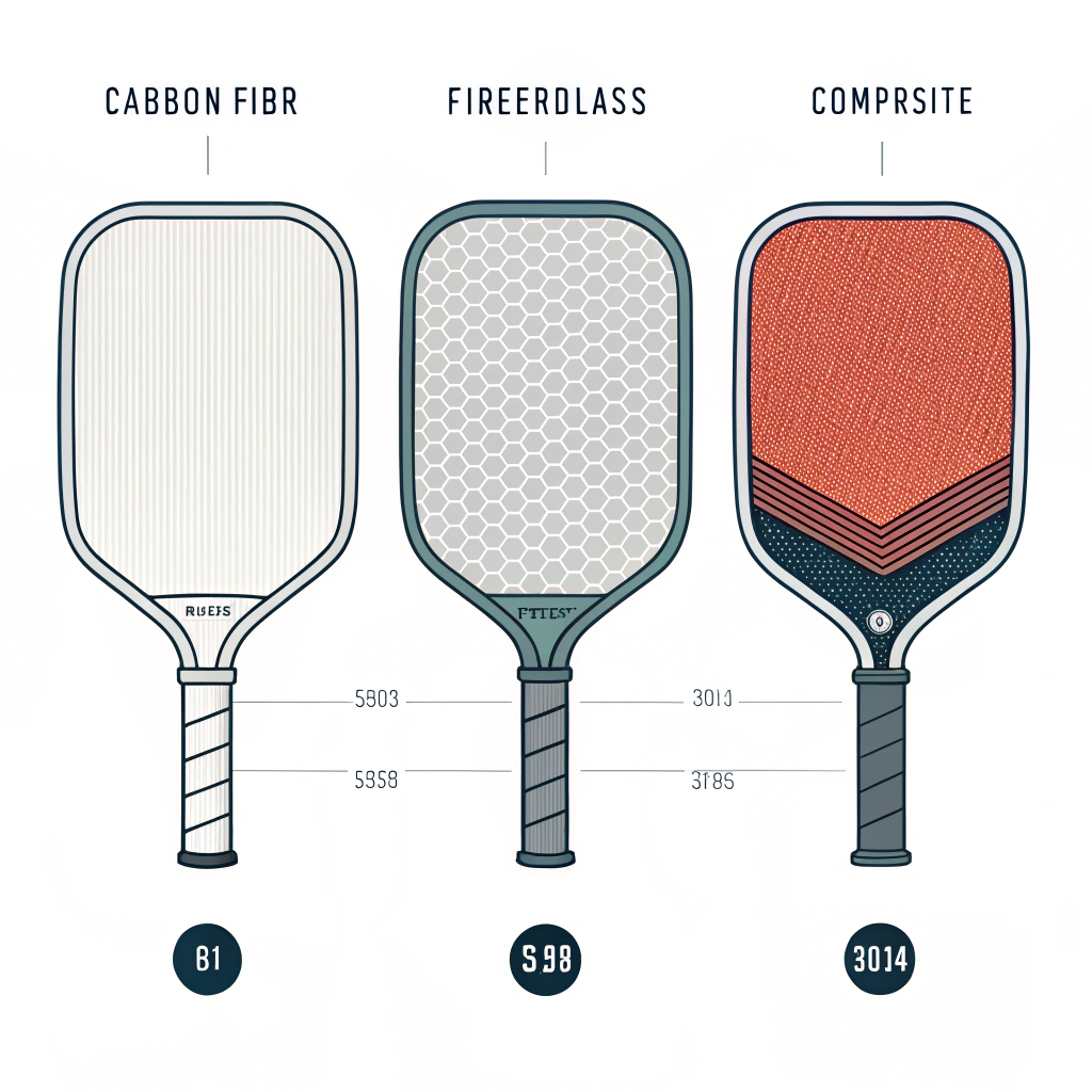 Flat design compare illustration of three pickleball paddle material types