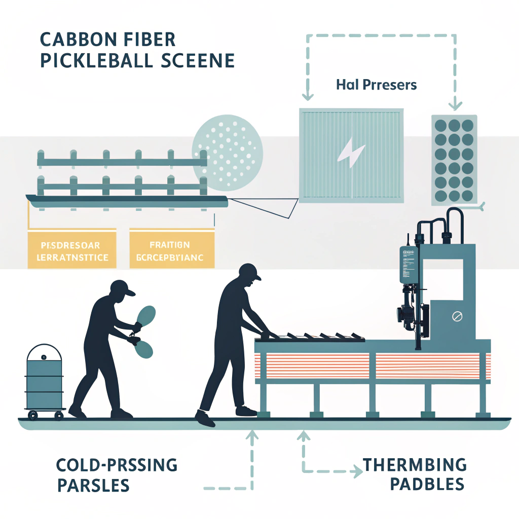 2D minimal illustration of advanced carbon fiber paddle production techniques