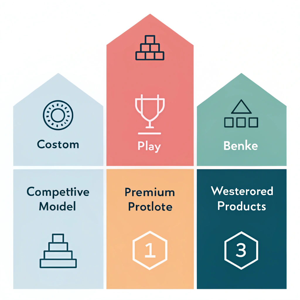 Minimal 2D design showcasing three sections for different market segments