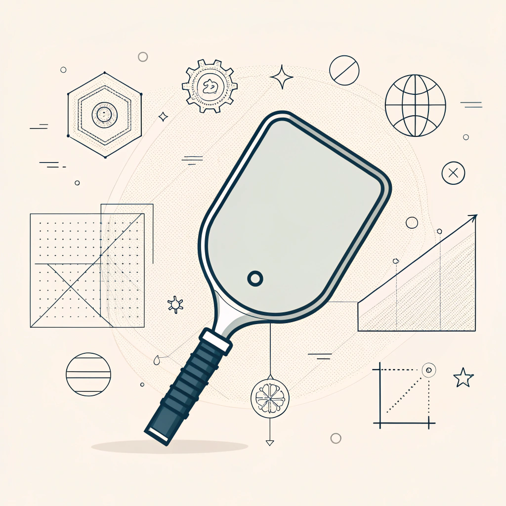Minimalist 2D illustration of a precision-engineered pickleball paddle in production
