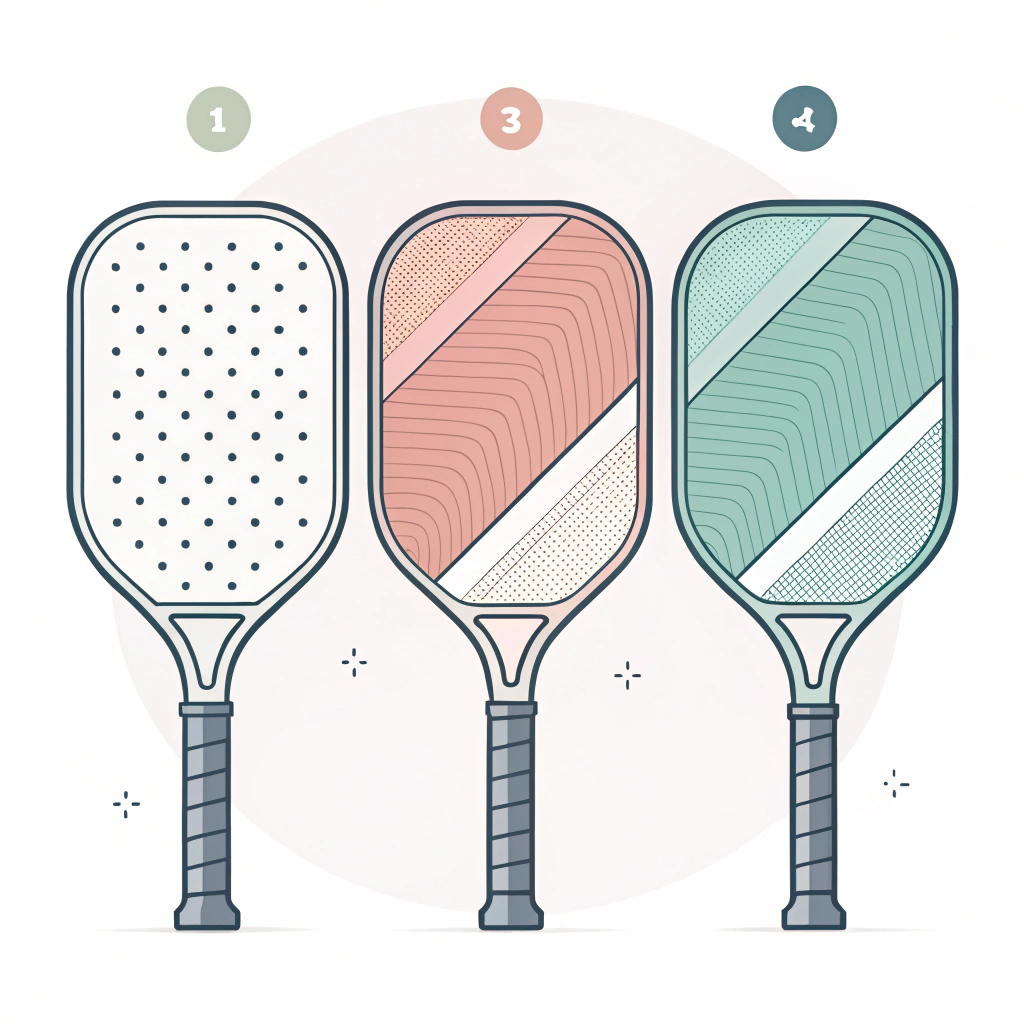 Minimalist abstract illustration showcasing various pickleball paddle materials for beginners.